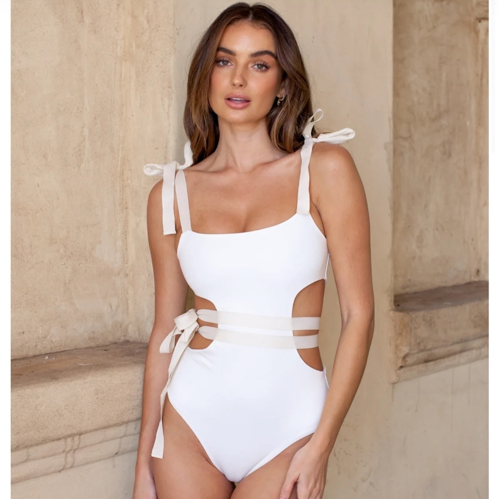Elegant White One-Piece Swimsuit